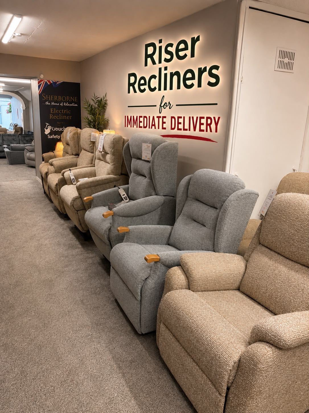 Riser recliner chairs held in stock in Keith for immediate delivery